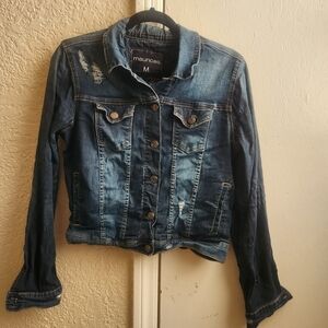 Maurices- dark wash distressed jean jacket
